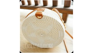 rattan circle sling bags knitted embroidery handmade